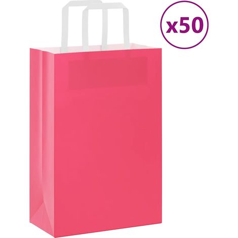 Papiertragetaschen 50 Stk. mit Henkeln Rosa 21x11x31 cm vidaXL (1/5)