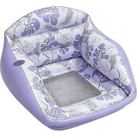 Fauteuil de piscine gonflable 3 en 1, chaise flottante pour adultes avec porte-gobelet, siège aquatique ergonomique avec dossier et filet rafraîchissant (1/5)