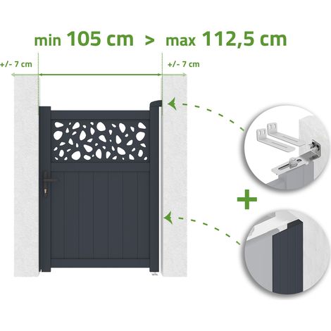 Tor 1 m, in der Breite verstellbar, Dolomit Sunny, H. 140 cm, graues Aluminium