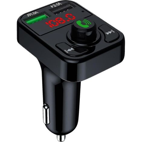 BEBUSINGOTO Adaptateur de voiture double USB, Kit Bluetooth sans fil Qc3.1, chargeur rapide, transmetteur Fm mains libres (1/4)