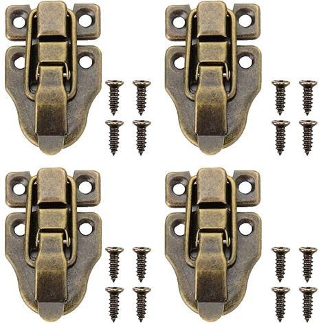 10 Stück Holzkistenverschlüsse, Retro-Truhen- und Kofferverschlüsse, mit Schrauben, kleine Retro-Kistenverschlüsse für Schmuckkästchen, Etuis, Koffer