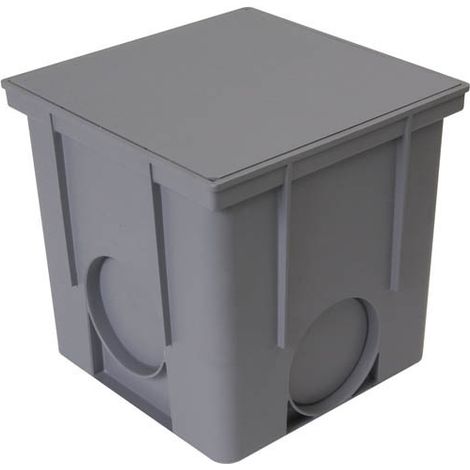 Nicoll – Regard + couvercle 25x25x25 gris – Pour eaux pluviales – Emboîtures femelle Ø100 – Accès direct pour maintenance