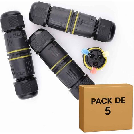 5 Connecteurs rapides étanches IP68 à levier 3 circuits - P20-3P - bague câble 9-12 mm