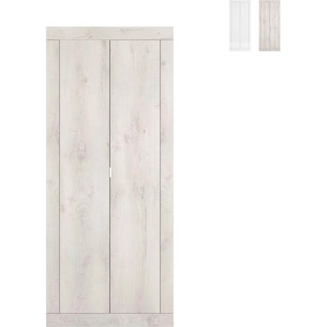 Armadio 2 ante guardaroba appendiabiti ingresso moderno Penny Basic - Bianco Shabby