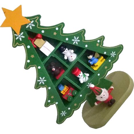 Sapin de Noël miniature en bois de table, élégant et pratique, idéal pour décorer un bureau, un centre commercial ou un hôtel (vert). (1/5)