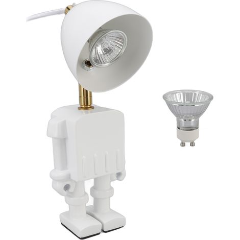 Lampe chauffe-bougie de table en forme de robot, à intensité variable, avec brûleur à bougie et ampoule GU10 35 W à lumière chaude (220 V), prise européenne 110-240 V. (1/5)