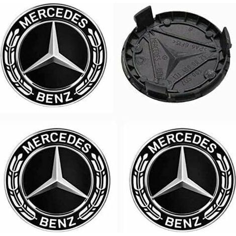 4 pièces Cache Moyeux Compatible with Mercedes Benz 75mm Cache de Roue Centrale ABS Accessoires de Voiture,A Type, (1/4)