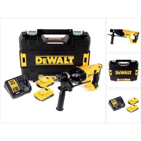 DeWalt DCH 133 D2 Marteau combiné sans fil 18V 2,6J SDS plus Brushless + 2x batterie 2,0Ah + chargeur + TSTAK