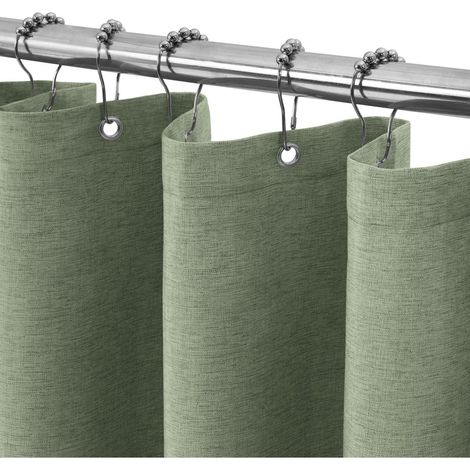 Duschvorhang Metallringe Leinen - Gr&xFCn H182 x B122 cm (1er Pack) (1/5)
