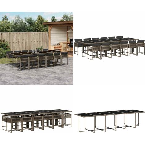 13-tlg. Garten-Essgruppe mit Kissen Grau Poly Rattan - Gartentisch - Gartenmöbelset - Esstisch - Gartenlounge - Outdoor Möbel - Home & Living (1/5)
