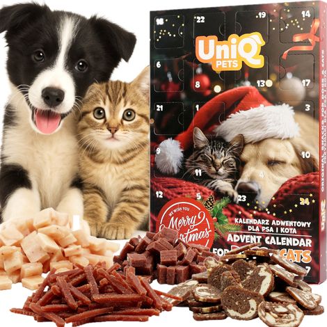 UniQ Pets Weihnachts-Adventskalender mit Leckerlis für Hunde und Katzen
