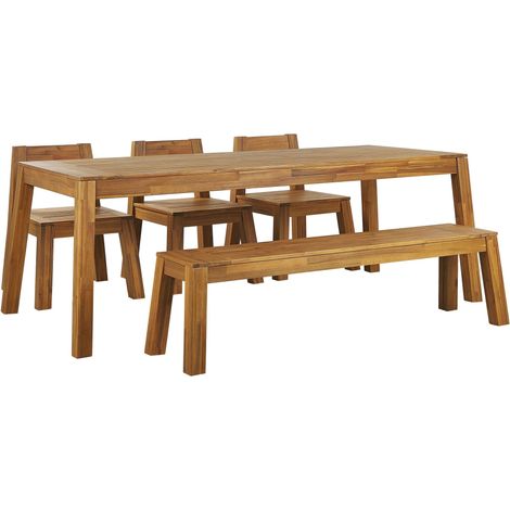 Garden Dining Set 6 Seater LIVORNO Acacia Wood Brown
