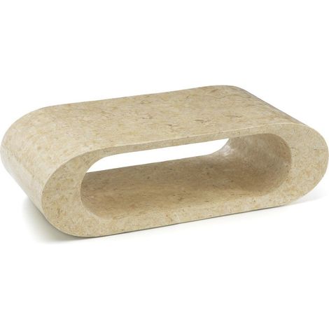 Mesa de centro moderna beige de piedra 120 x 62 x h 35 cm (1/5)