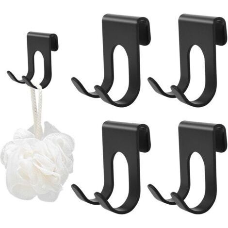 Set of 4pcs Razor Holder Hooks, Aluminum Shower Razor Holder, No Drilling Towel Hook, Adhesive Hooks for Bathroom and Kitchen Organizer (Black) (1/4)