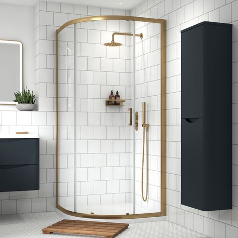 1900mm x 900mm Single Entry Quadrant - Brushed Brass - V-SING9E1BB-6 (1/3)