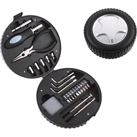 Coffret d'outils compact 24 pièces, kit de réparation portable avec embouts de tournevis, pour voiture, voyage et bureau, douilles et outils de précision (1/4)