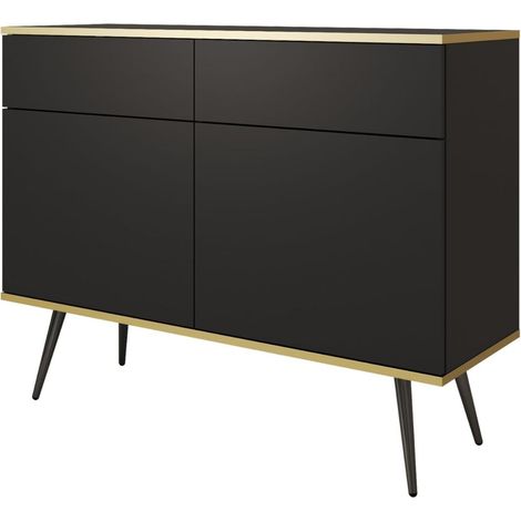 Cassettiera, Nero, gambe nere, 107 x 85 x 39 cm (1/4)