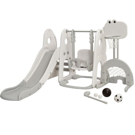 Toddler Slide and Swing Set 6 in 1 Kids Climber Basketball Football Golf Playset (1/5)