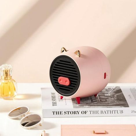Mini chauffage électrique USB, radiateur céramique portable pour bureau, maison et étude, ventilateur chauffant personnel, couleur rose, 220V (1/5)