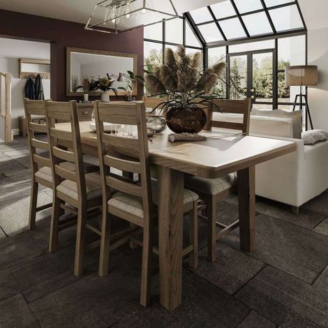 Table à manger extensible 180-300x90x78 cm en chêne massif - SUNDELI