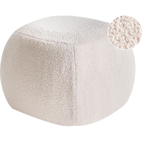 Pouf BARRON Bouclé Cremeweiß
