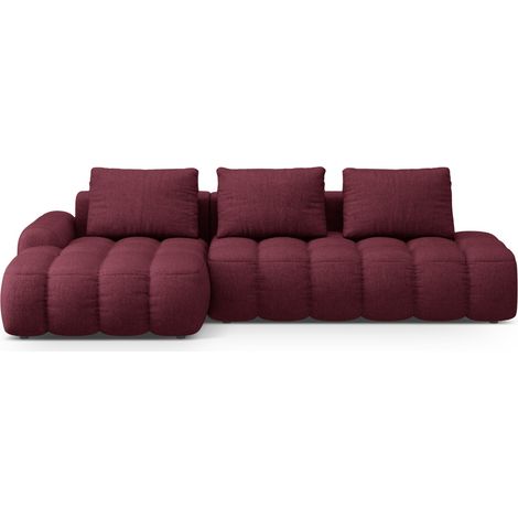 Canapé-lit d'angle gauche + box 3 places tissu structurel bordeaux (1/5)