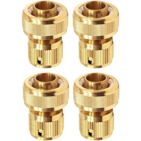 Raccord de tuyau d\'arrosage en laiton 19 mm (3/4"), raccords à dégagement rapide Lot de 4 (1/5)