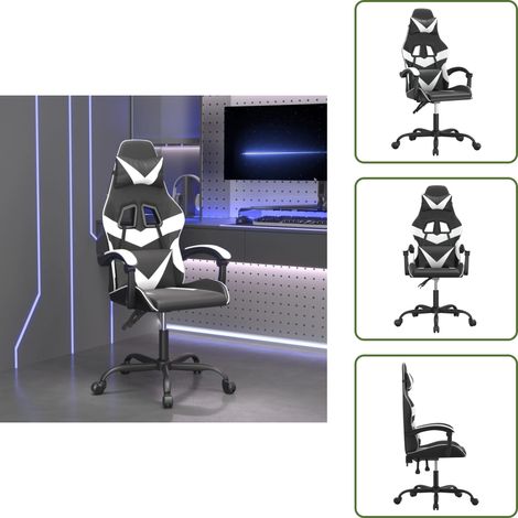 Silla de juego - vidaXL Silla gaming cuero sintético negro y blanco - Silla ergonómica