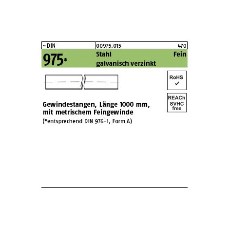 Gewindestange DIN 975 M 24 x 1,5 x 1000mm Stahl galvanisch verzinkt (1/3)