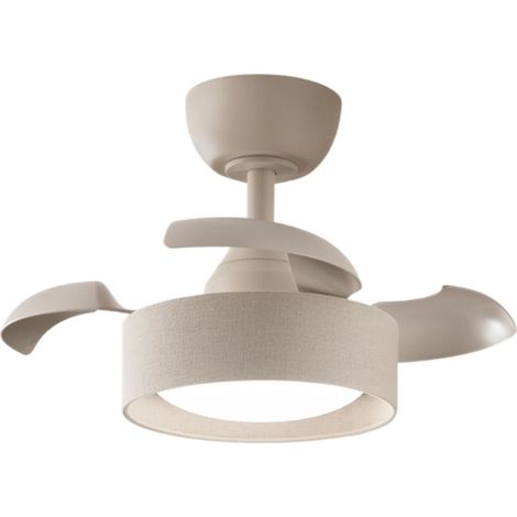 Ventilatore da Soffitto con Luce LED Integrata 22W e Pale a Scomparsa in Acrilico Colore Sabbia, Motore DC 40W, Diametro 55cm - Perenz