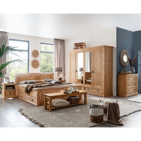 Schlafzimmer Set 8-teilig, Kiefer massiv eichefarben geölt, STEINKJER-69 (1/5)