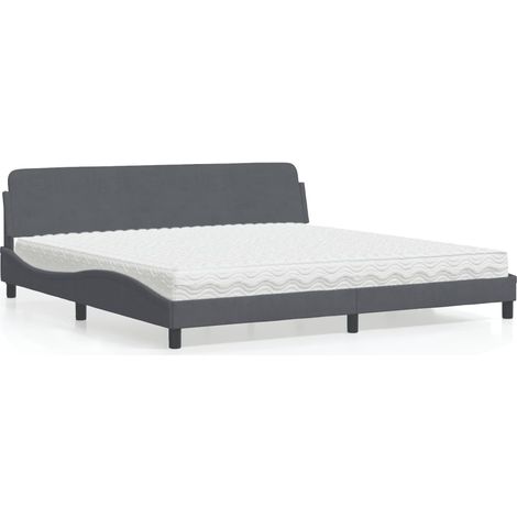 Bett mit Matratze "Dover" Dunkelgrau 200x200 cm Samt vidaXL (1/5)