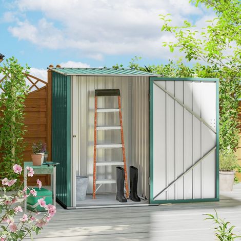 Abri de jardin en métal à toit pentu, porte verrouillable, pour usage extérieur, 100 x 103 x 160 cm, vert (1/5)