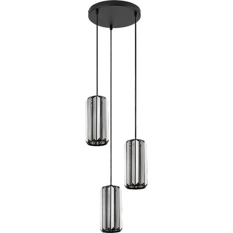 Lampada a sospensione VENESS E27 3x max.40W metallo nero, vetro colorato H: 120cm Ø10,5cm dimmerabile (1/5)