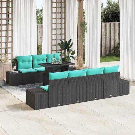 vidaXL Conjunto de sofá de jardín 8 uds. 7-Número de plazas (1/5)