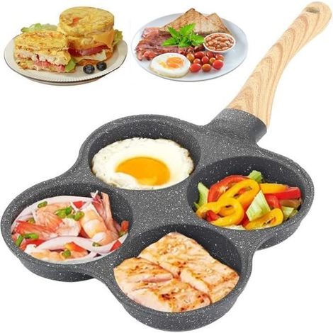 Poêle à Frire à Oeufs 4 Trous Antiadhésive pour Cuisinière à Induction et Gaz (1/4)