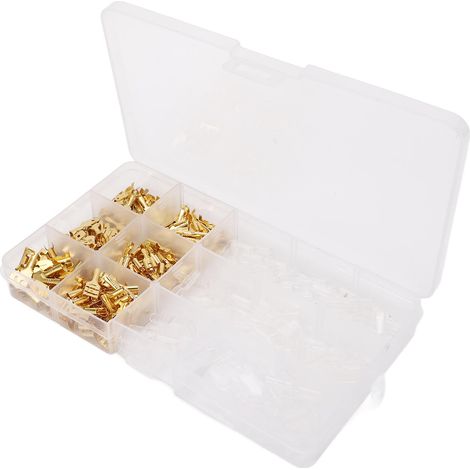 270 pièces kit assorti connecteurs à sertir laiton manchons isolants sertissage à froid 2.8 4.8 6.3 mm bornes fourche mâle femelle (1/5)