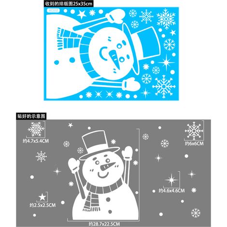 Autocollants de Noël pour vitrines, décorations de Noël, décorations de vitrines en verre, autocollants Père Noël blanc, bonhomme de neige et rennes