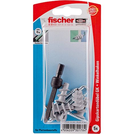 Tasselli per cartongesso con supporti per rinvio d'angolo 5 FISCHER GKWHK