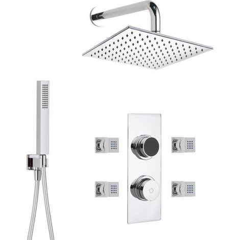 Hudson Reed - Kit de Douche Thermostatique Digital 3 Fonctions avec Pommeau Mural Carré - 4 Buses Massages (1/5)