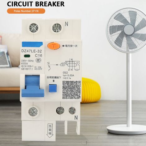 DZ47LE 32 1P+N 16A 230V Disjoncteur différentiel RCCB protection sécurité (16A) (1/5)