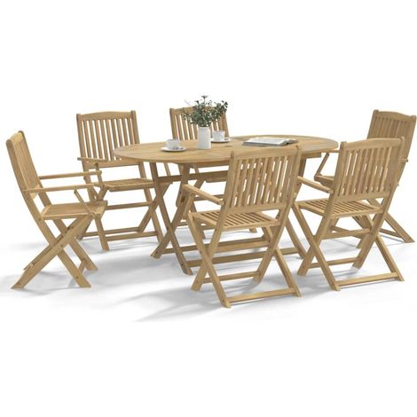 Ensemble à manger de jardin 7 pcs Bois d'acacia solide vidaXL (1/5)