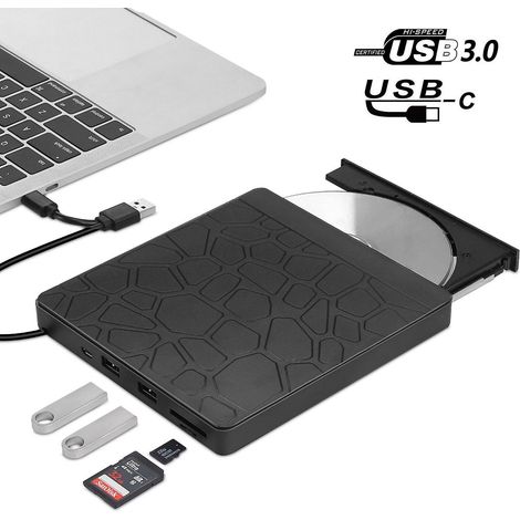 lecteur Cd/dvd Externe Usb 3.0 Usb 2.0/type-c ,noir (1/5)