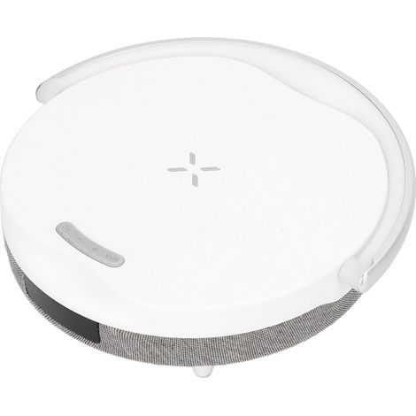 Lampe de nuit LED multifonctionnelle avec chargeur sans fil à intensité variable, réveil, haut-parleur et support pour téléphone portable (idéale comme cadeau). (1/5)