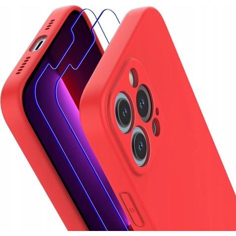 Custodia Losvick per iPhone 13 Pro con 2 pellicole protettive in vetro temperato, colore rosso. (1/2)