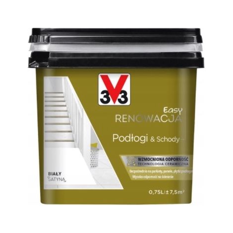 Pintura acrílica para suelos y escaleras. Fácil renovación. BLANCO. 0,75 l. V33. 1 unidad. (1/5)