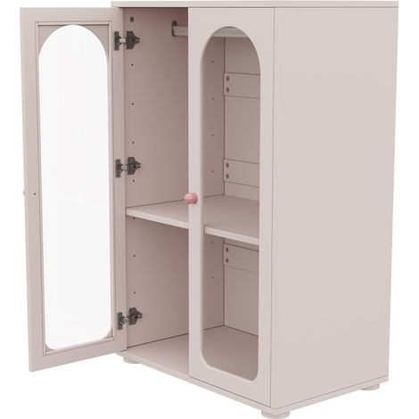 Armoire 2 portes avec portes transparentes en acrylique, poignées en céramique, rose bébé, 80×50×120 cm (1/5)