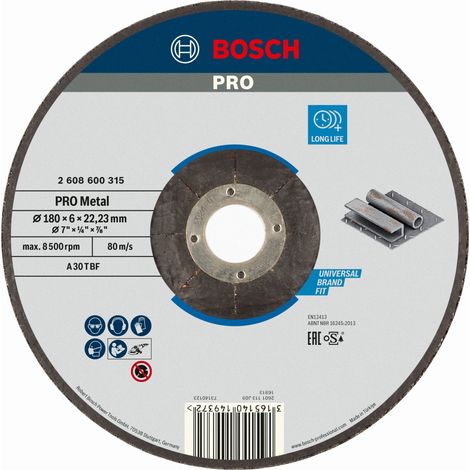 Bosch PRO Metal Schleifscheibe, 180 x 6 x 22.23 mm, oSa