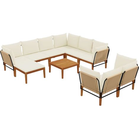 10 pz Legno massiccio di acacia e corda Naturale vidaXL (1/5)