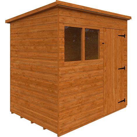 7 x 5 Feet Super Pent 12mm Shed - Solid Wood/Softwood/Pine - L205 x W145 x H204.1 cm - Burnt Orange